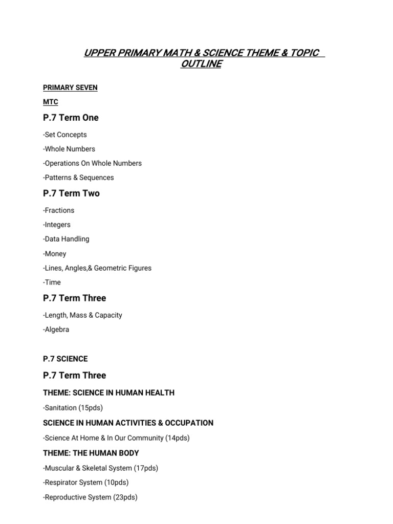Upper Primary Topic Outline | PDF