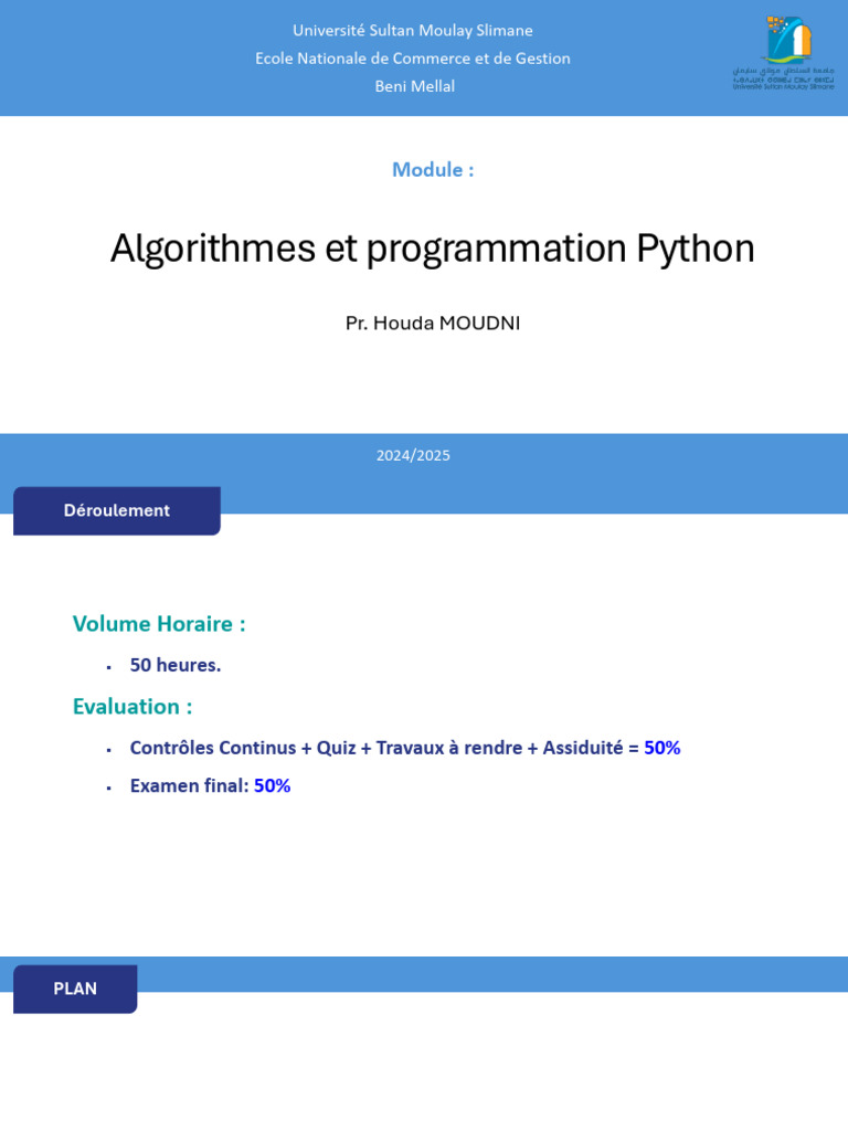 Cours sur Algorithmes et Python | PDF | Structure de contrôle ...