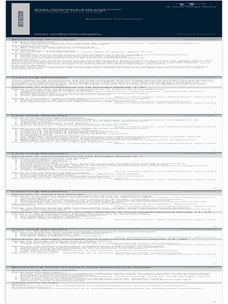 UI/UX Design Bootcamp Overview | PDF | User Interface | User Interface ...