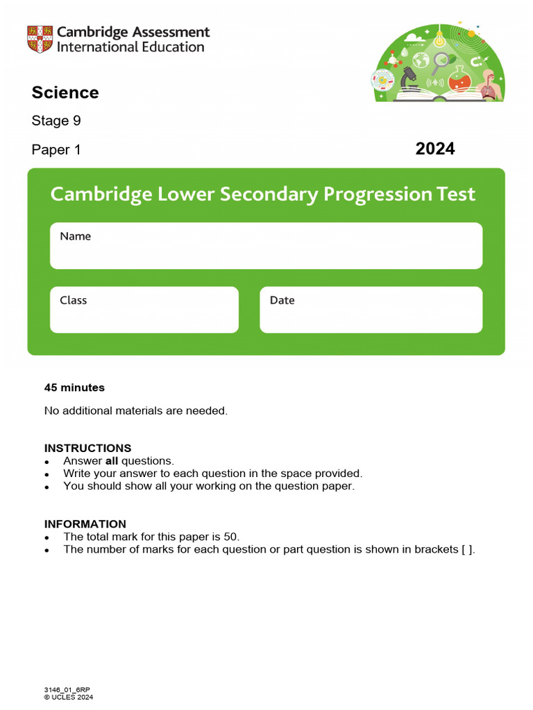 Science Stage 9 Paper 1 2024 Exam | PDF | Materials | Chemical Substances