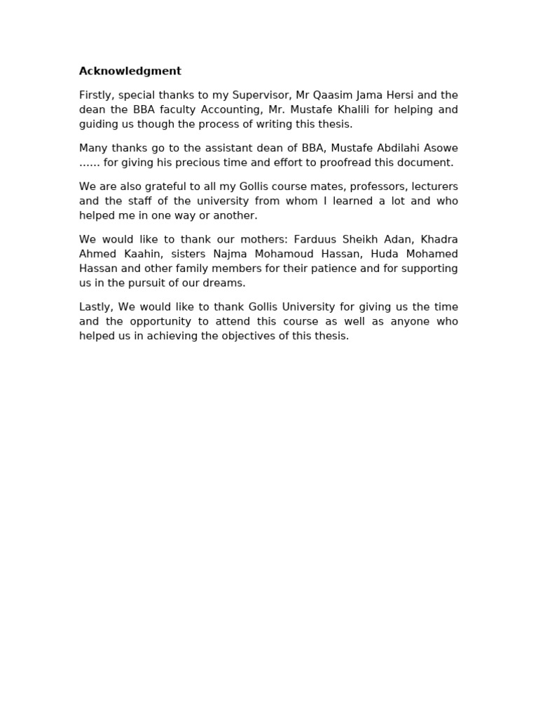 Acknowledgments for Hadiya Hassan's Thesis | PDF