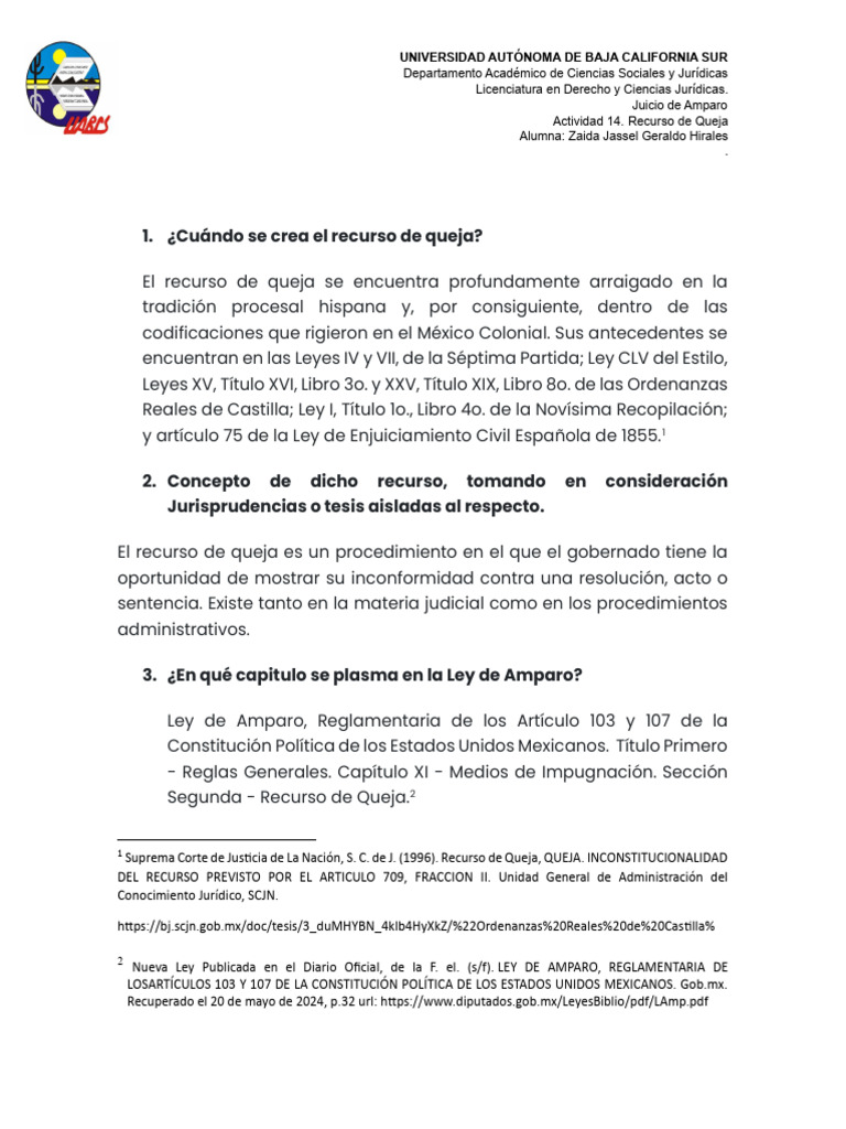 Recurso de Queja en Juicio de Amparo | PDF | Ley procesal | Jurisdicción