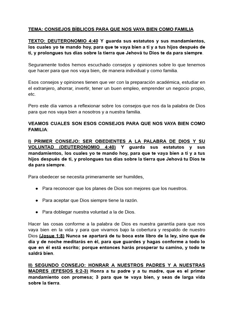 Consejos Bíblicos para Familias Prósperas | PDF | Dios | Creencia ...