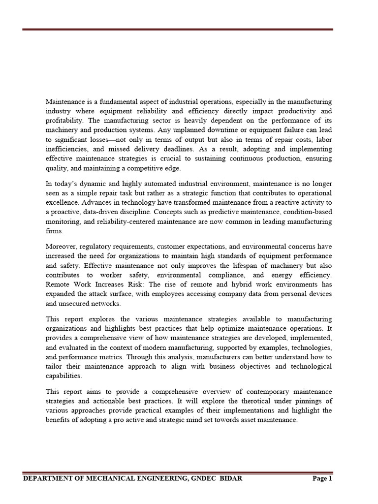 Effective Maintenance Strategies Overview | PDF | Internet Of Things ...