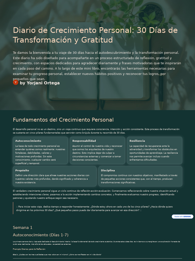 Diario de Crecimiento Personal: 30 Días | PDF | Desarrollo personal ...
