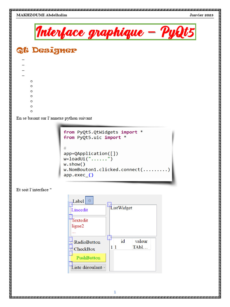 Interface graphique dynamique avec PyQt5 | PDF | Programmation ...