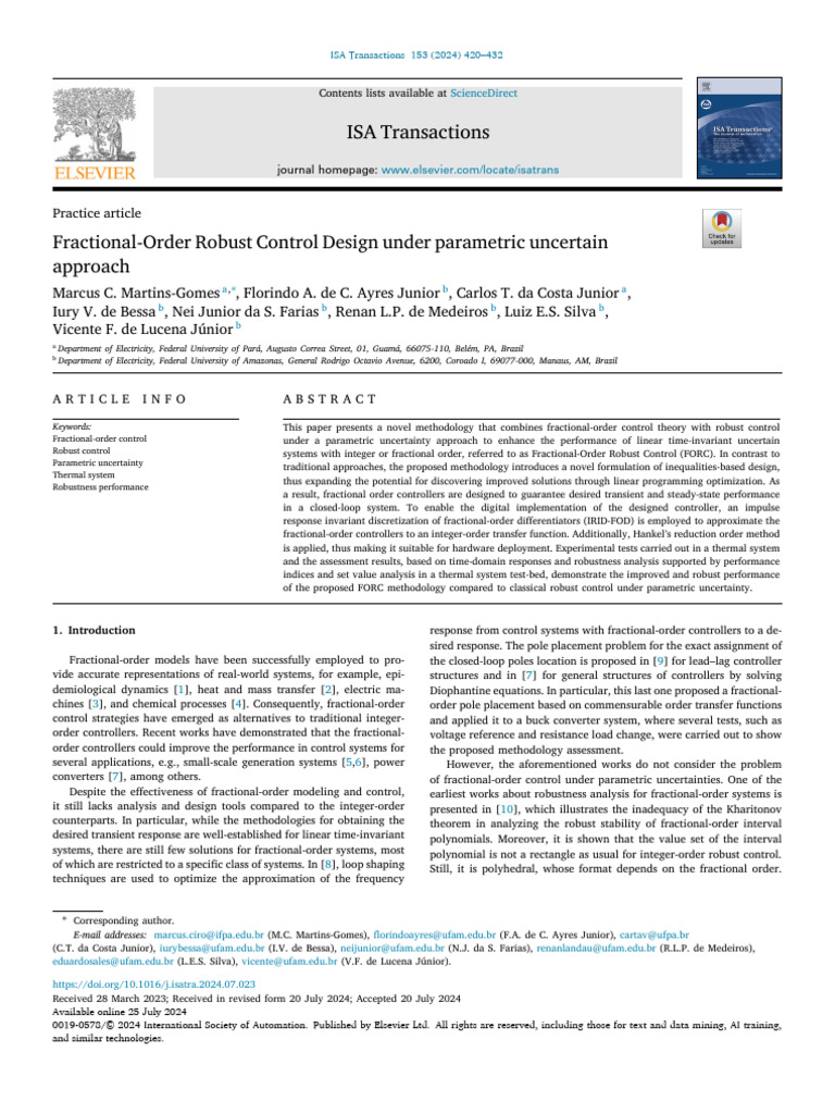 Fractional-Order Robust Control Design | PDF | Control Theory | Equations