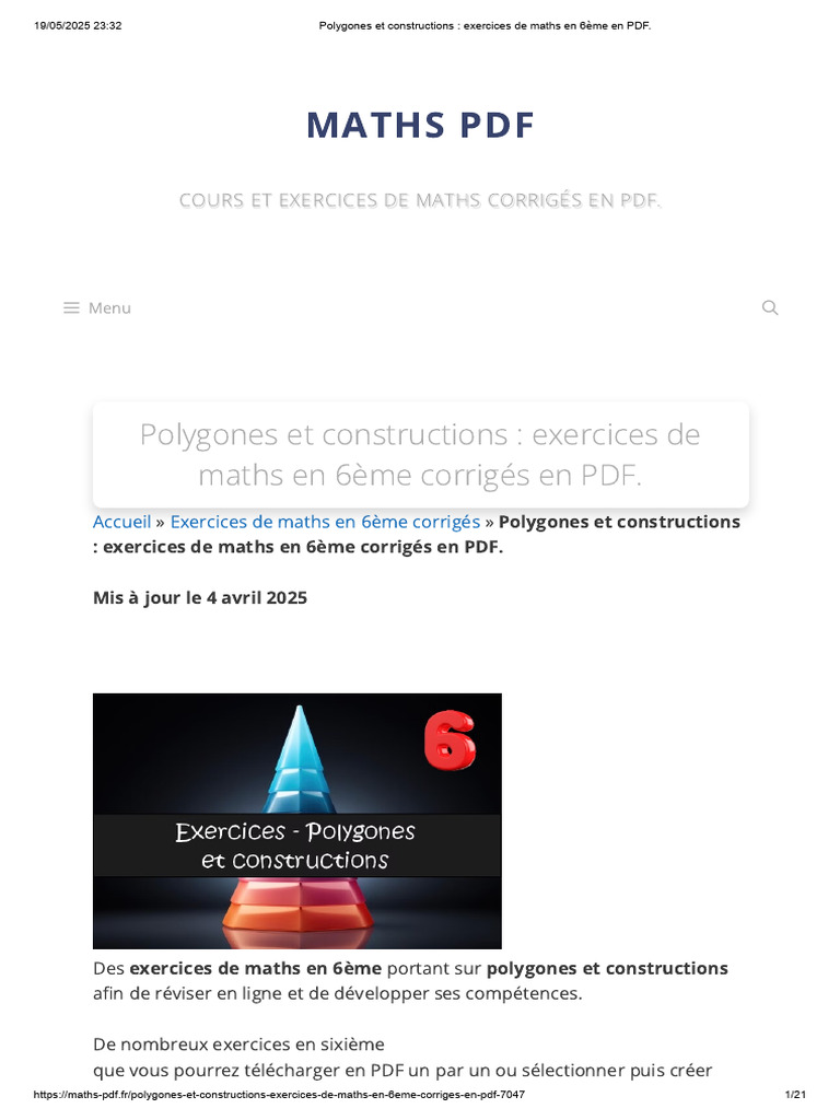 Exercices de Polygones en 6ème PDF | PDF | Triangle | Polygone