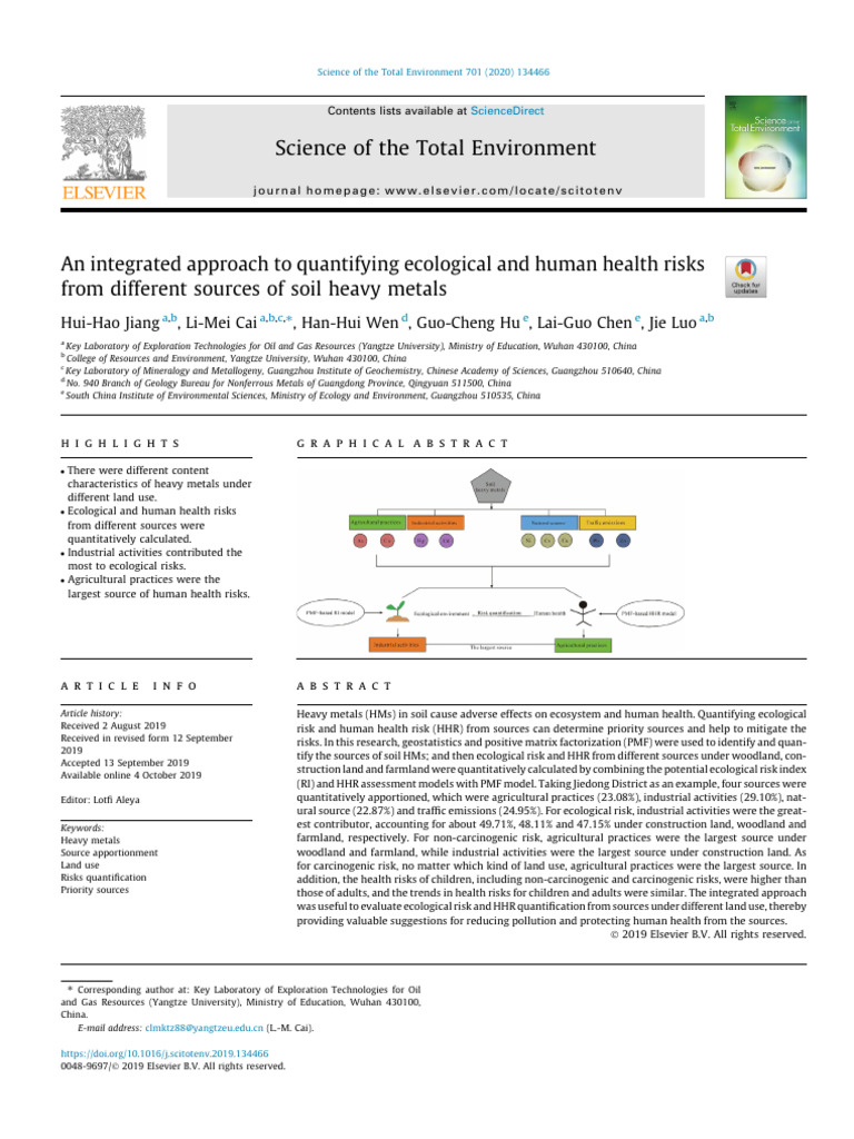 Soil Heavy Metals: Health Risk Assessment | PDF | Risk | Soil
