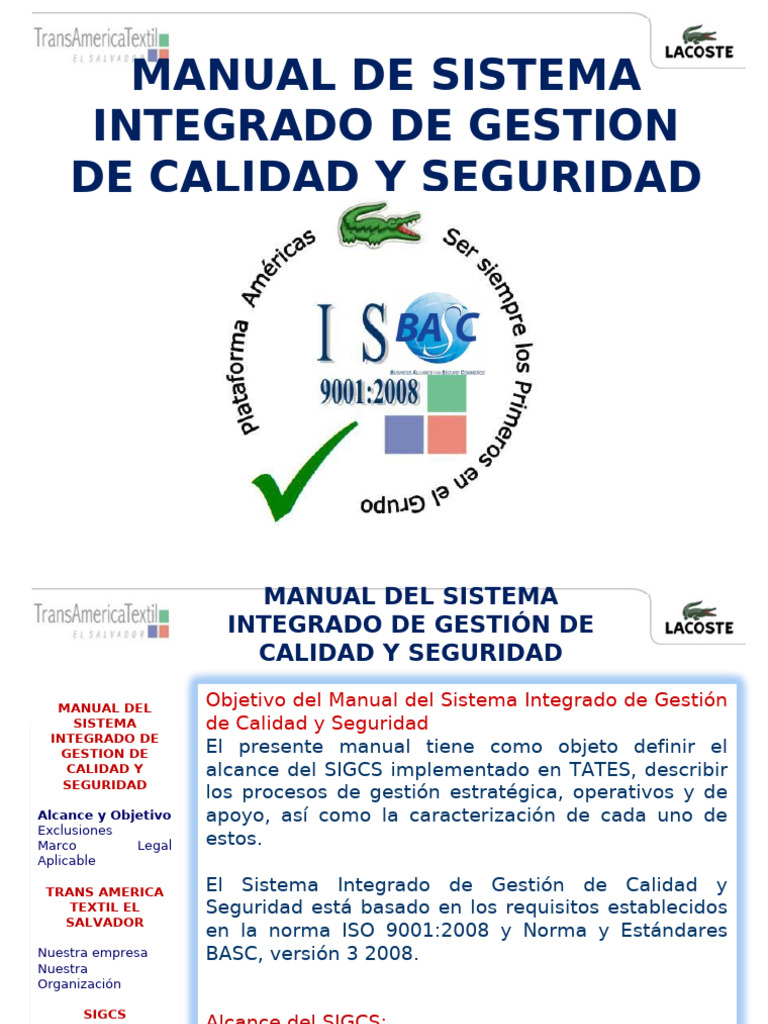 Manual de Calidad y Seguridad TATES | PDF | Calidad (comercial ...