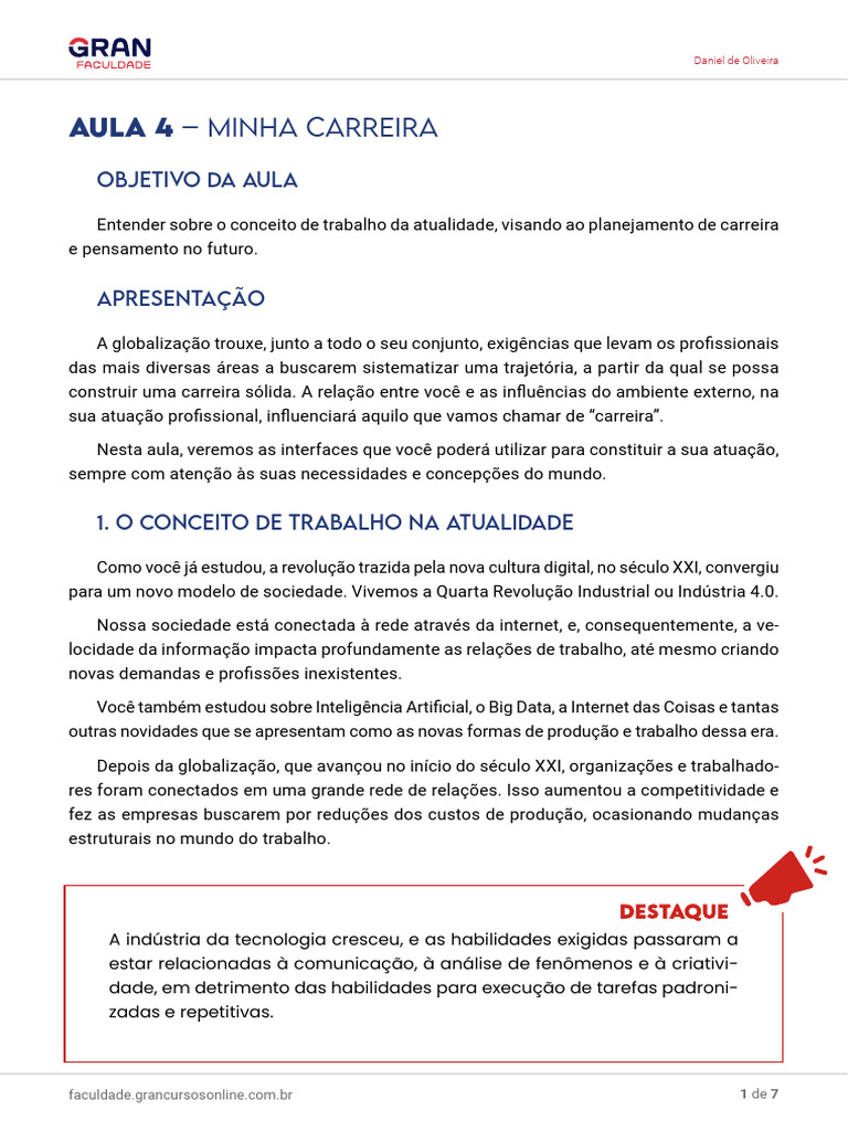 Planejamento de Carreira na Indústria 4.0 | PDF | Planejamento ...