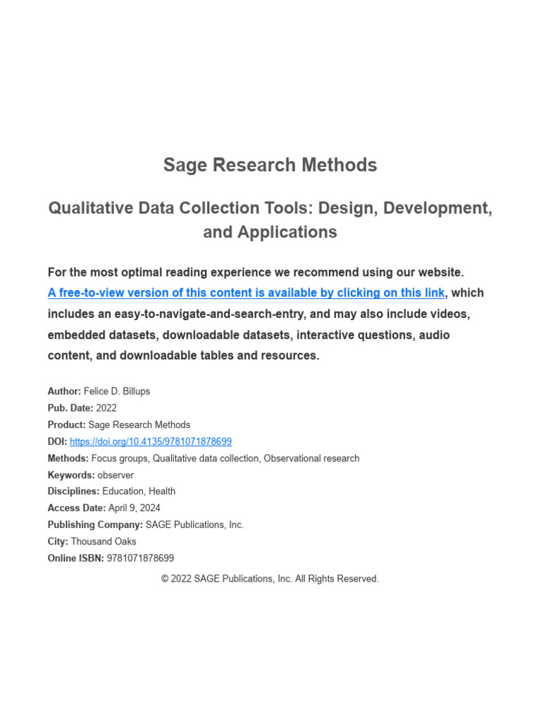 Qualitative Data Collection Tools Overview | PDF | Qualitative Research ...