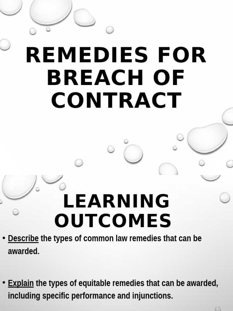 Remedies for Breach of Contract Explained | PDF | Legal Remedy | Damages