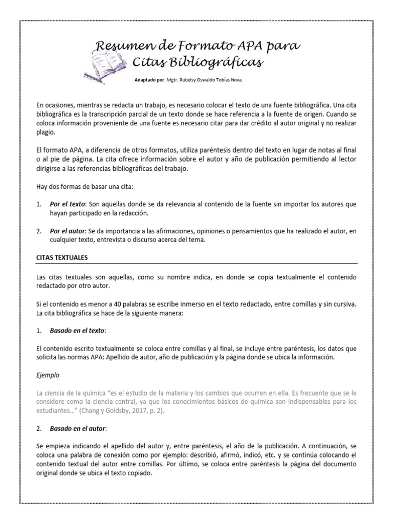 Citas Bibliográficas en Formato APA | PDF | Citación | Estilo apa