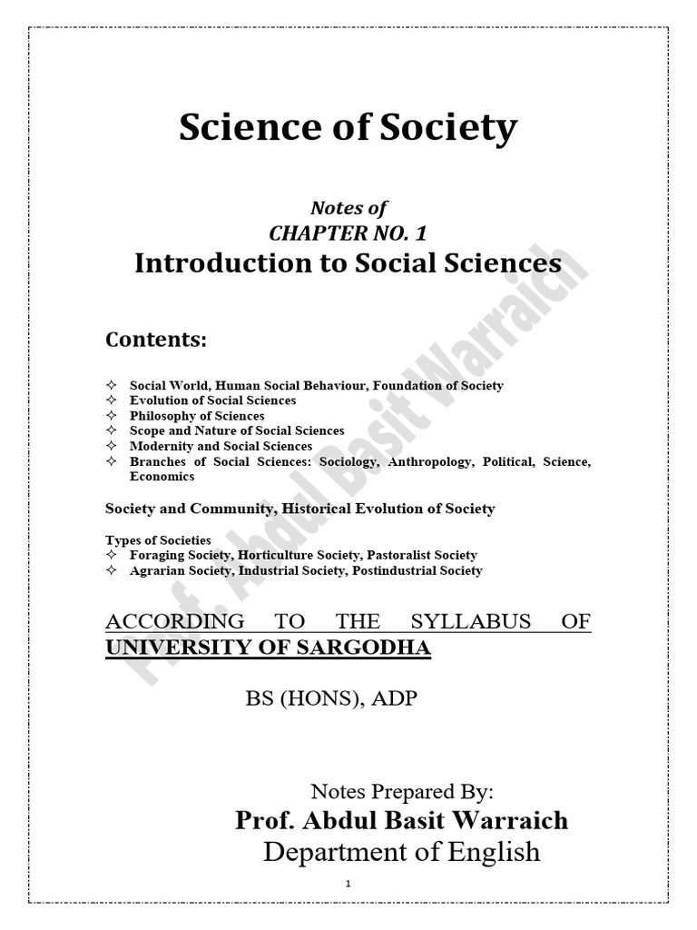 6 CHAPTERS of Science of Society | PDF | Social Sciences | Society