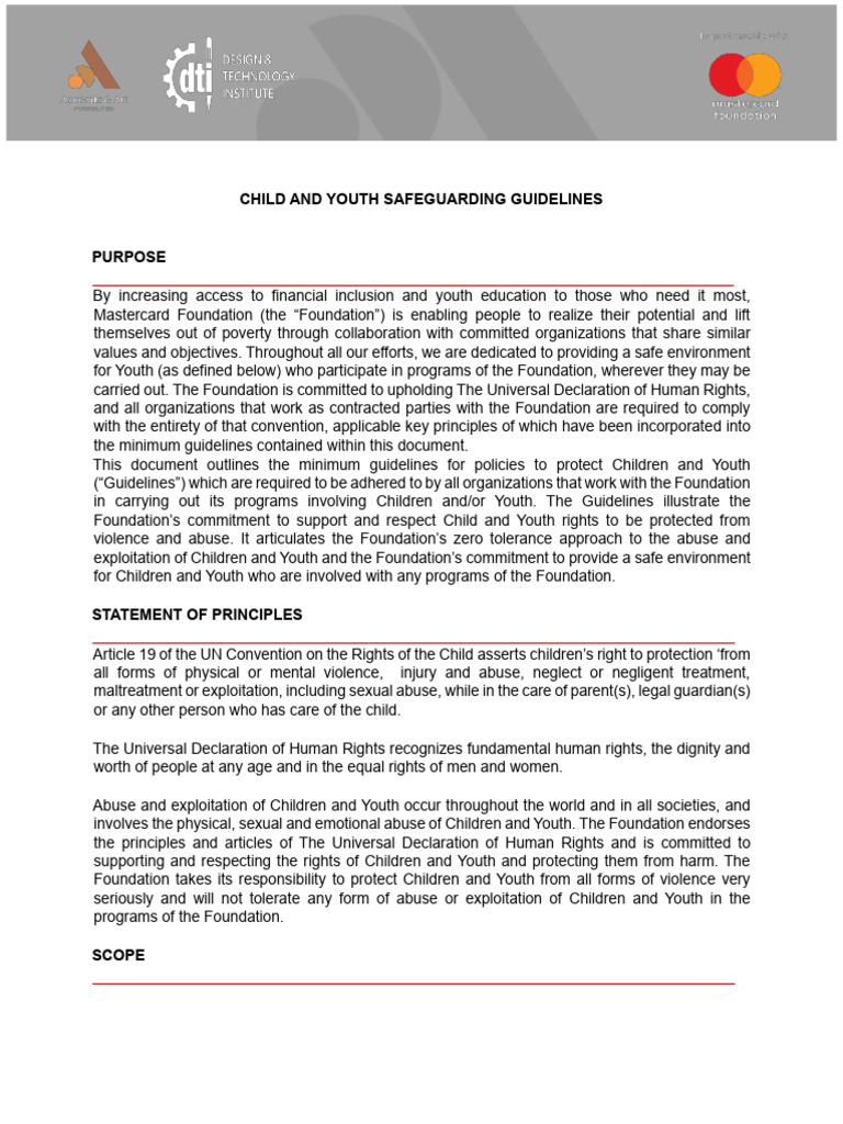 Child and Youth Safeguarding Guidelines | PDF | Child Abuse | Children ...