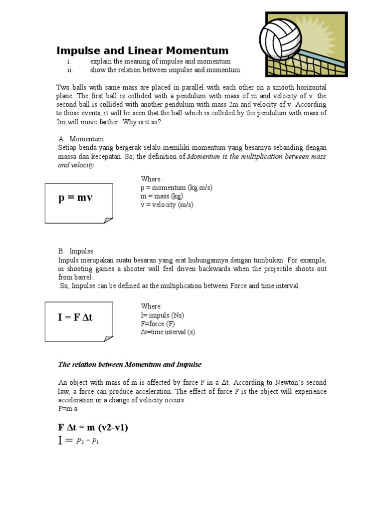 Impulse and Linear Momentum Explained | PDF | Momentum | Collision