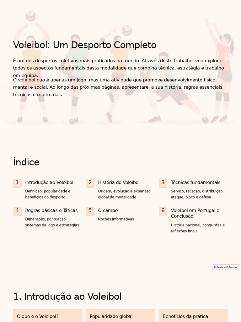 Voleibol Um Desporto Completo | PDF | Voleibol