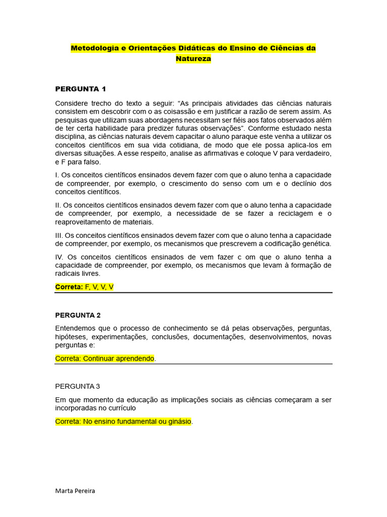Metodologia do Ensino de Ciências Naturais | PDF | Science | Pedagogia