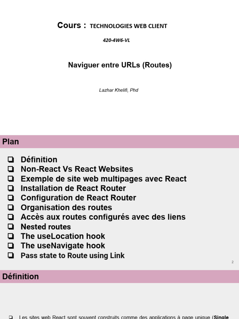 Routes et Navigation avec React Router | PDF | Modèle d'objet de ...
