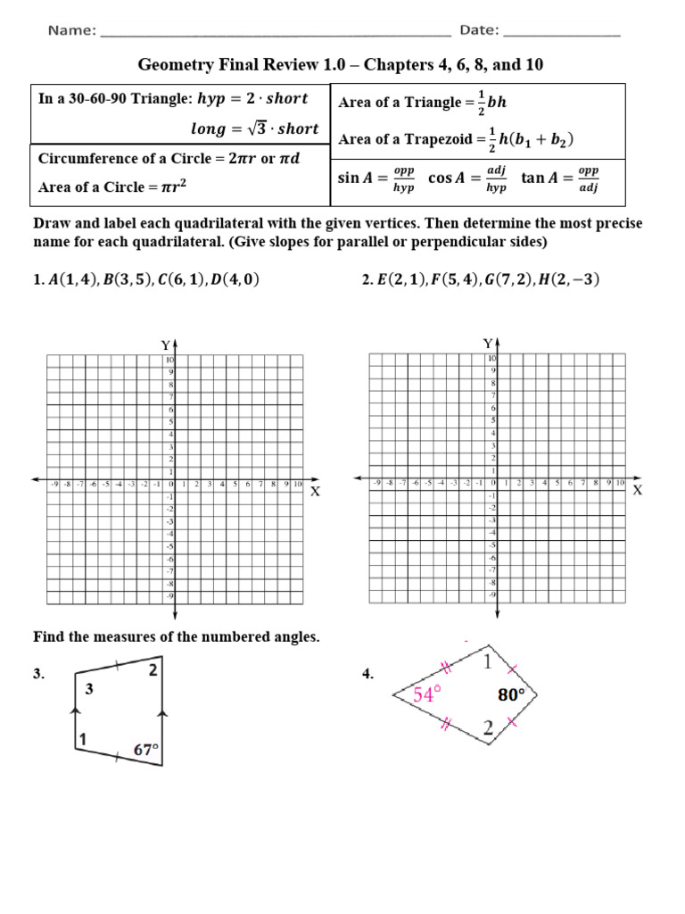 Geometry+Final+Review+1 0+2025 | PDF | Area | Triangle