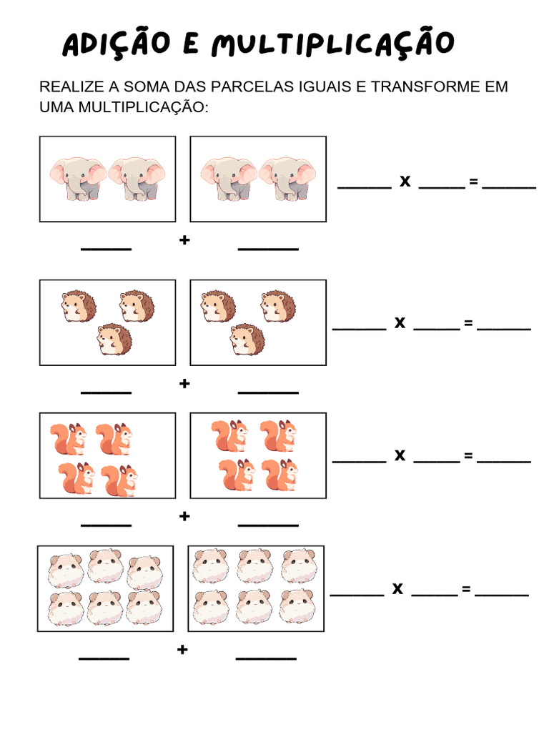Adição de Parcelas Iguais e Multiplicação | PDF | Aritmética | Matemática
