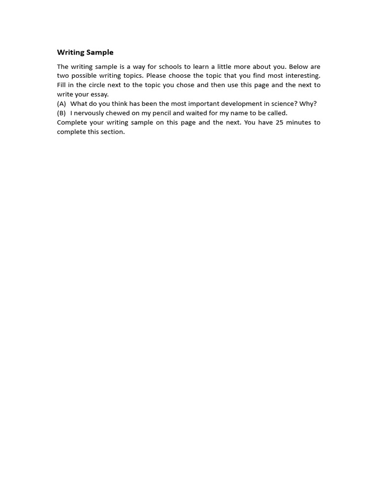 Writing Sample Topics and Questions | PDF | Area
