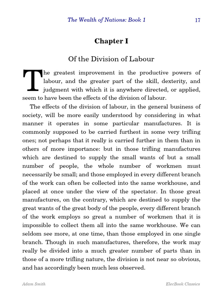 Division Of Labour In Manufacturing Pdf The Wealth Of Nations