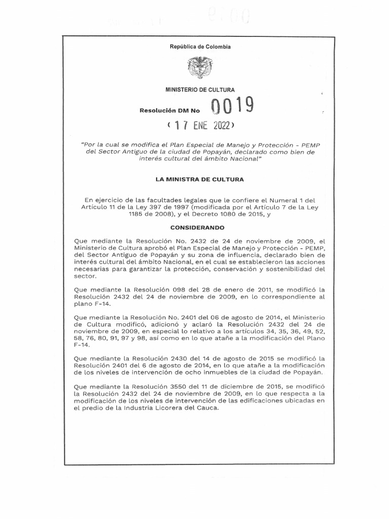 12 - 0019 - de 2022 Modifica Res.2432 de 2009 | PDF