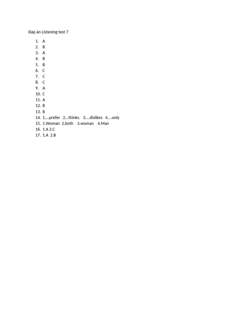 Listening Test 7 Answers | PDF