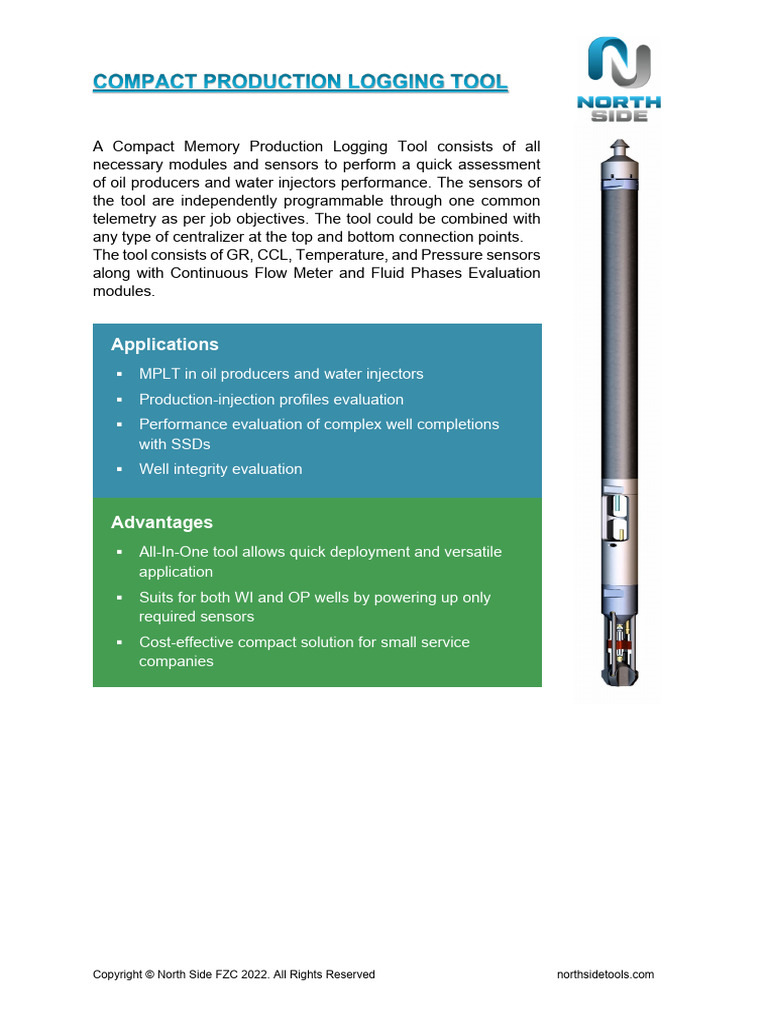 Compact Memory Production Logging Tool | PDF | Sensor | Pressure ...