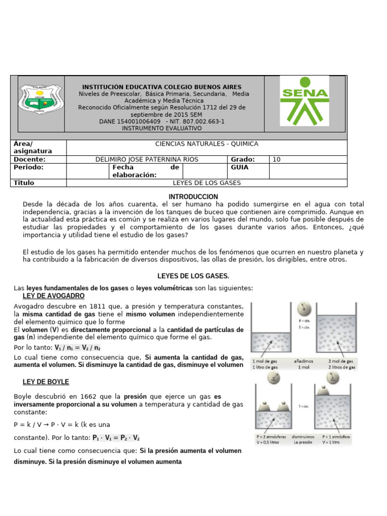 Leyes de los Gases en Química | PDF | Gases | Presión