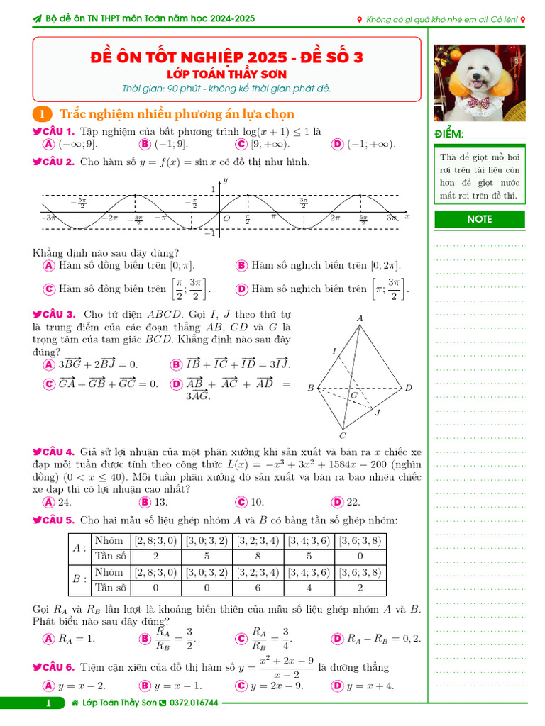 De On TN THPT 2025 - de 3-4 - M | PDF