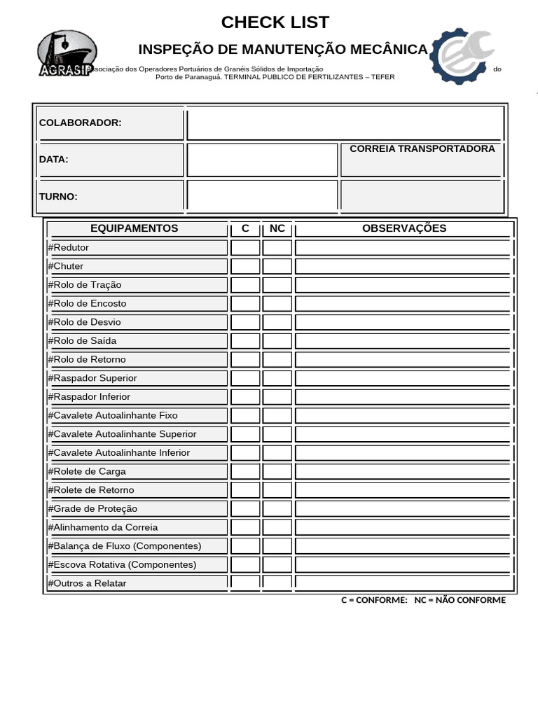 Check List Manutenção Word | PDF