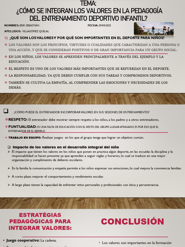 Valores en la Pedagogía del Deporte Infantil | PDF | Empatía | Pedagogía