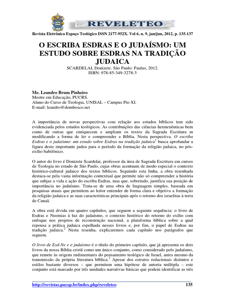 Esdras e o Judaísmo: Estudo Crítico | PDF | Bíblia | Torá