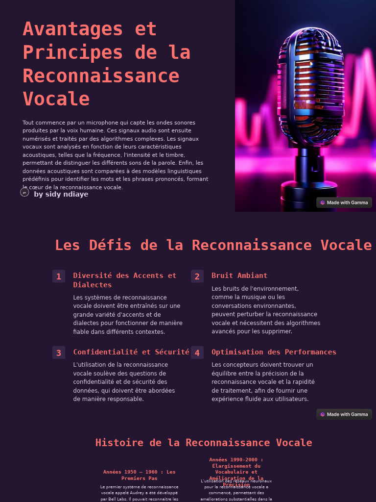 Avantages Et Principes de La Reconnaissance Vocale PDF — free download