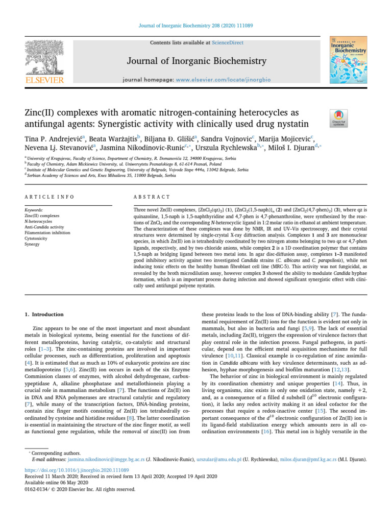 10 1016@j Jinorgbio 2020 111089 | PDF | Coordination Complex | Chemical ...