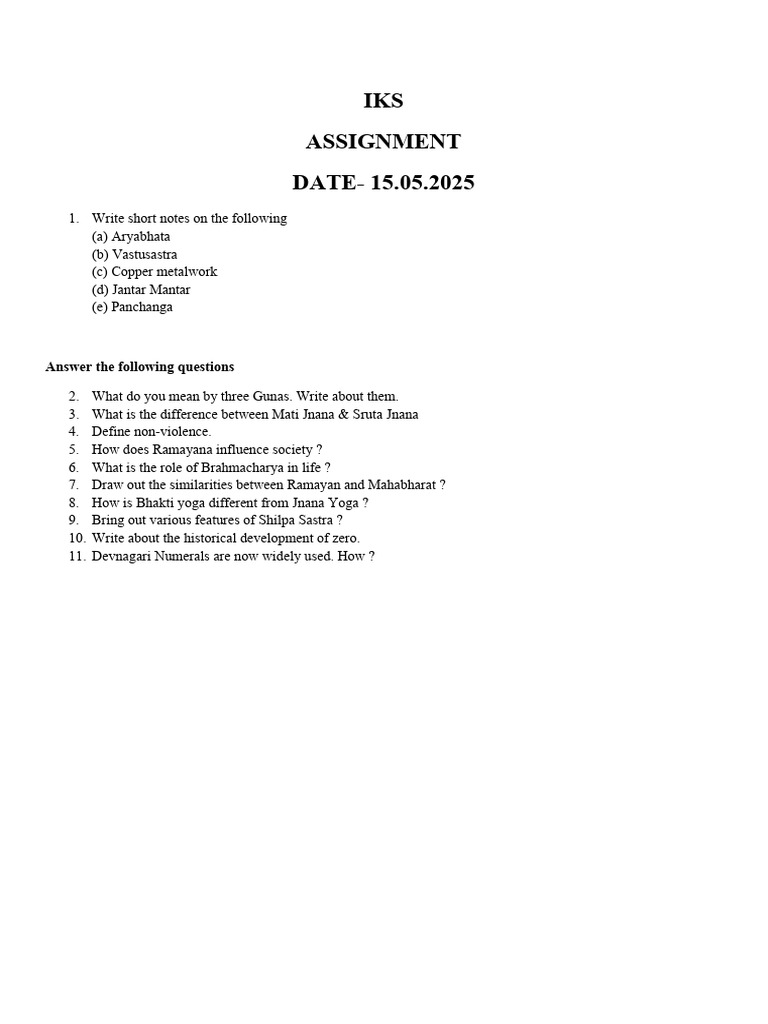 IKS Assignment Overview and Topics | PDF