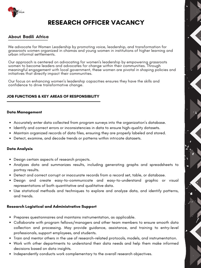 Research Officer Position | PDF | Data | Data Analysis