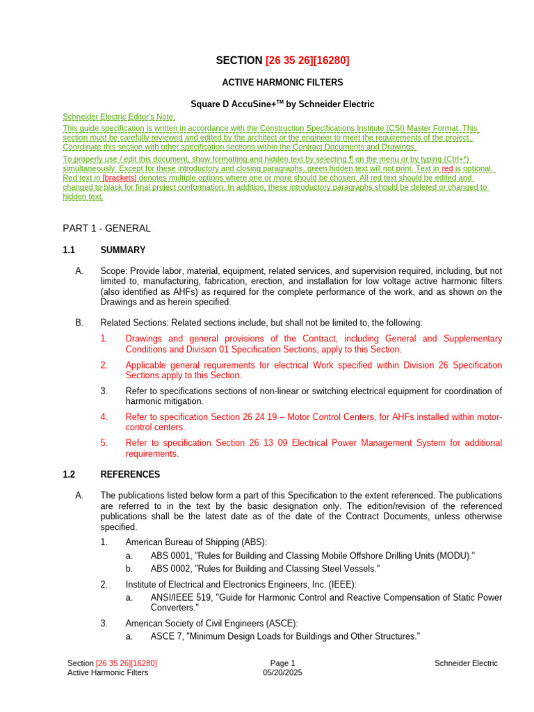 Active Harmonic Filter Specifications | PDF | Specification (Technical ...