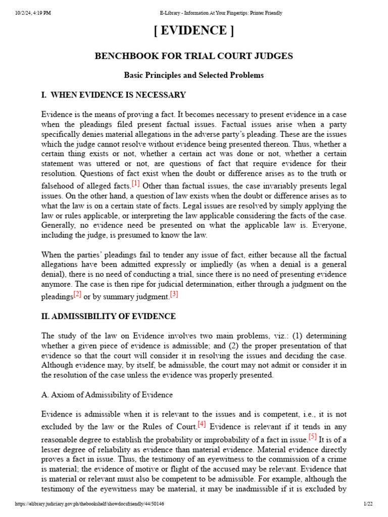 Trial Court Evidence Guidelines | PDF | Witness | Testimony