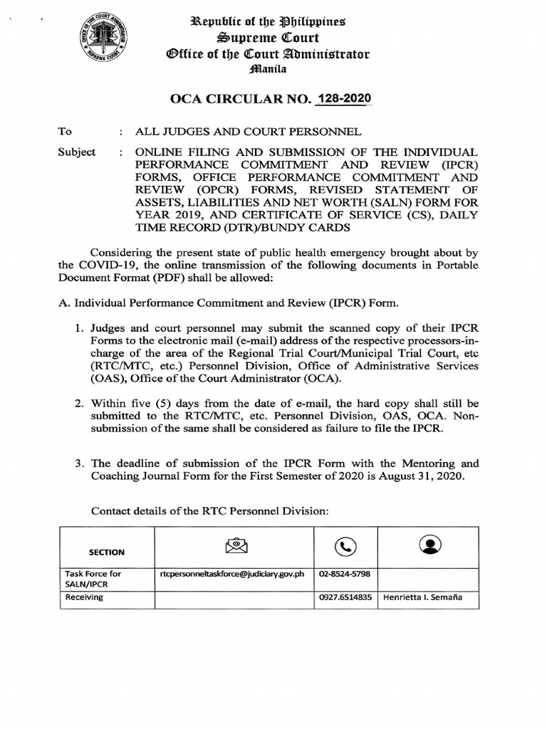 OCA Circular 128-2020: E-filing Guidelines | PDF