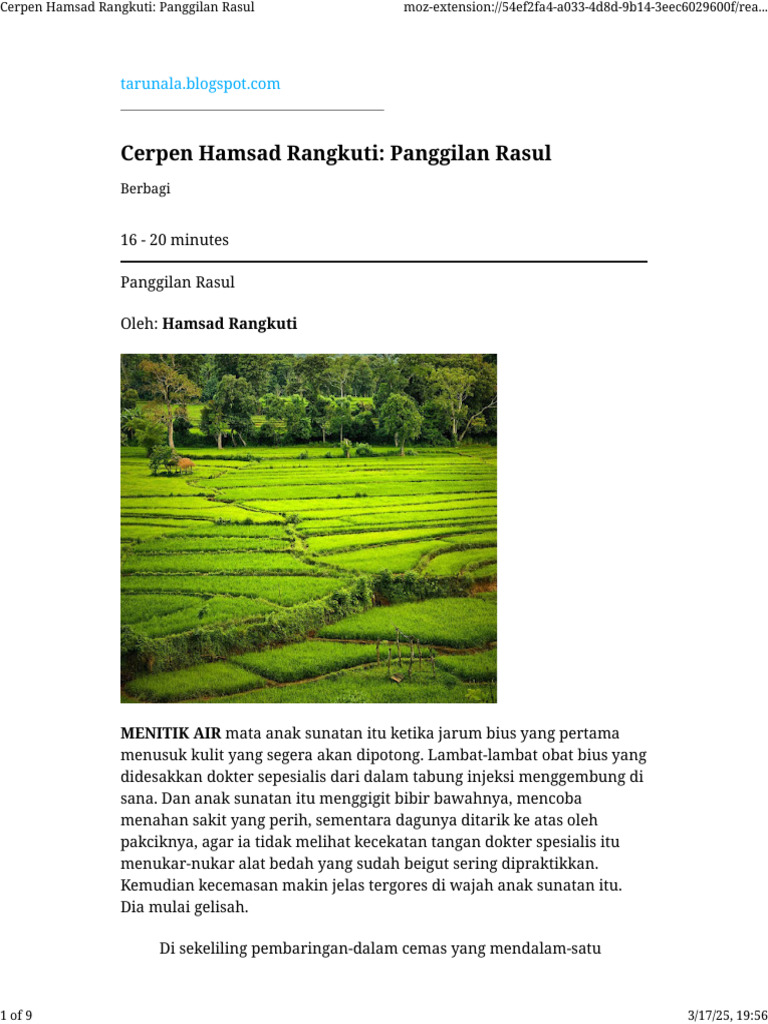 Panggilan Rasul: Cerpen Hamsad Rangkuti | PDF