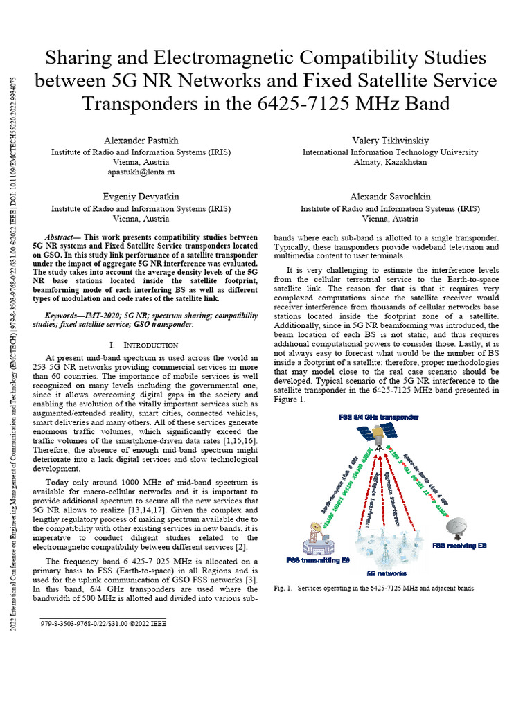 Sharing and Electromagnetic Compatibility Studies Between 5G NR ...