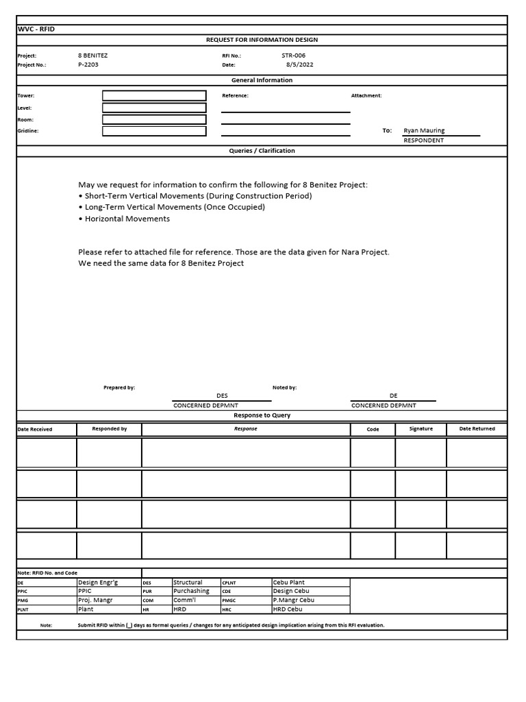 RFI for 8 Benitez Project Movements | PDF | Beam (Structure ...