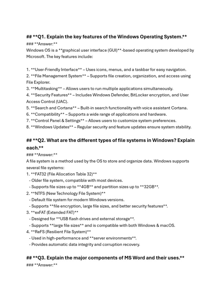 Key Features of Windows OS Explained | PDF | Microsoft Windows ...