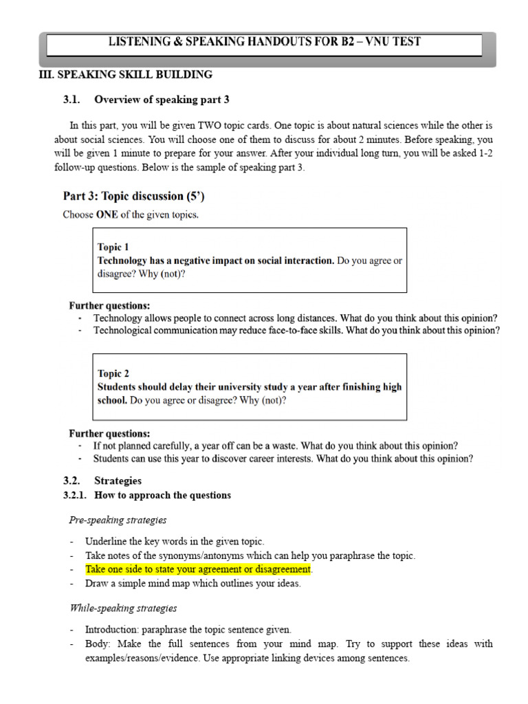 Speaking Skills: Strategies & Topics | PDF | Communication | Social ...