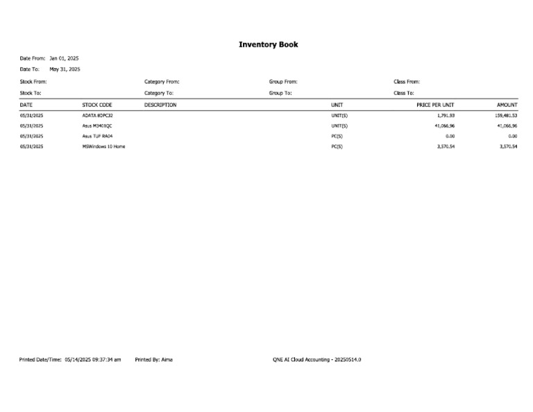 Inventory Book | PDF