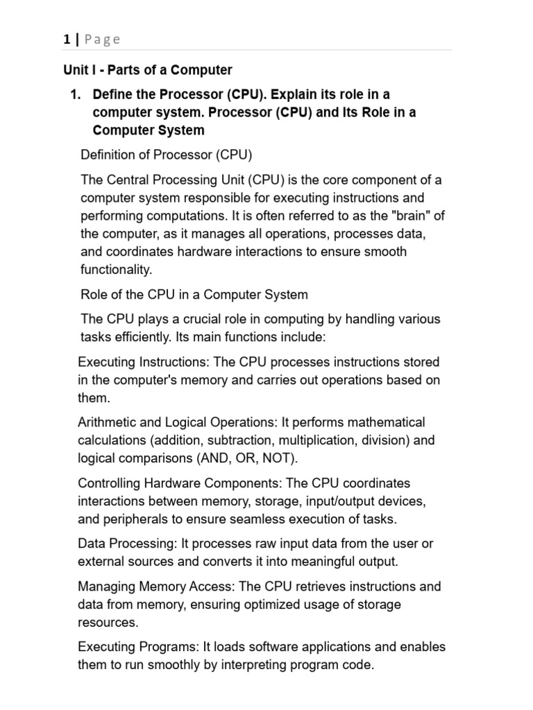 CPU Instruction Execution Explained | PDF | Random Access Memory ...